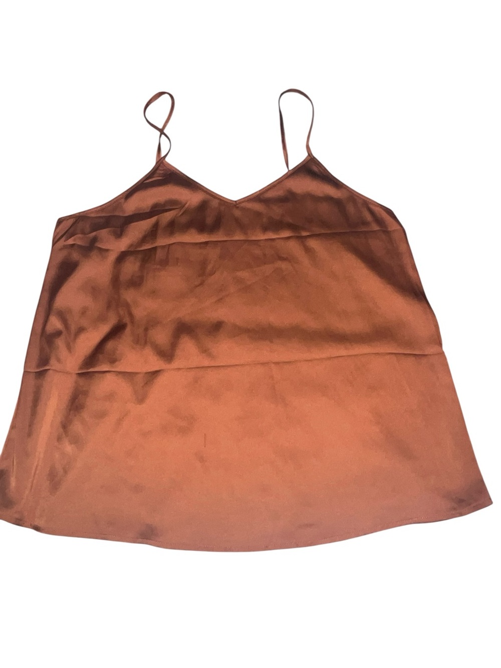 Ekouaer Size L Women's Rust Satin V-Neck Cami Top